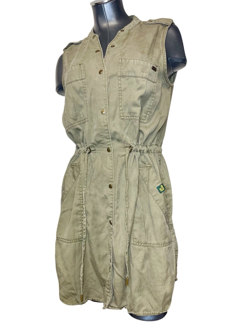 Superdry Utility Shirt Dress Women’s Large Khaki Safari Military Cargo Military